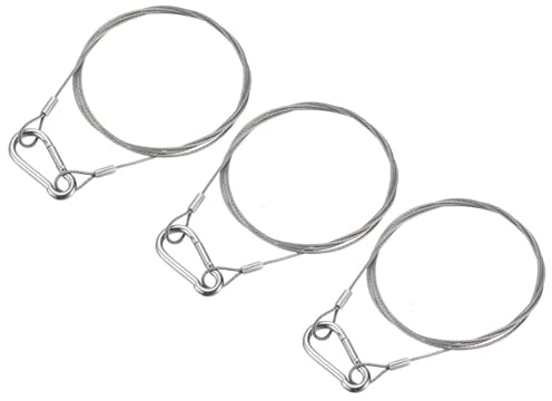 TA-VIGOR 3 st 1 m säkerhetskabel i rostfritt stål, 1,5 mm flexibelt vajer med dubbla öglor och krok, säkerhetskedjor för scenbelysning, bagage, utomhusbruk