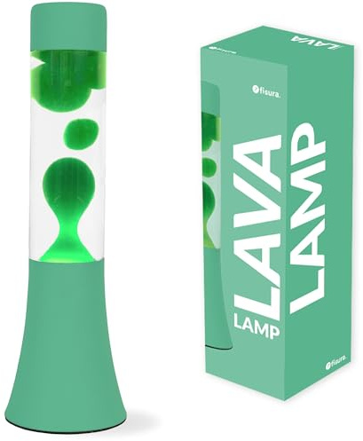 Fisura - Lampe à lave verte. Lampe à lave de 30 cm avec base et liquide transparent. Cadeau original rétro. Dimensions: 9 x 9 x 30 cm. Idéale pour ajouter une touche vintage à votre décoration.