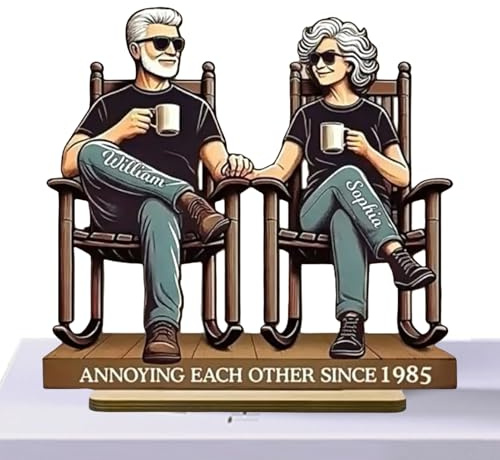 Figura di coppia invecchiata - decorazione da tavola in legno | Ornamento di legno romantico che simboleggia l'amore duraturo, regalo per fidanzata, moglie, marito, amico, madre, anniversario,