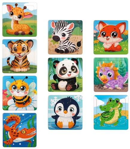 Kids Puzzles, Wooden Puzzles for 2+ Year Olds, Toddler Puzzle, 10-Piece Educational Toy Set for Toddlers, Learning Activities for 3-6 Year Olds