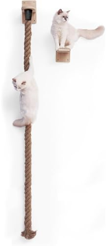 Kletterseil Katze Wand, Wandmontiertes Klettertau für Katzen, Katzensprungkissen Wandmontierte Katzensprungsregale Mit Ruheregal für Haustiere, Klettertau Katzen Zum Krallenschleifen, 1.7m