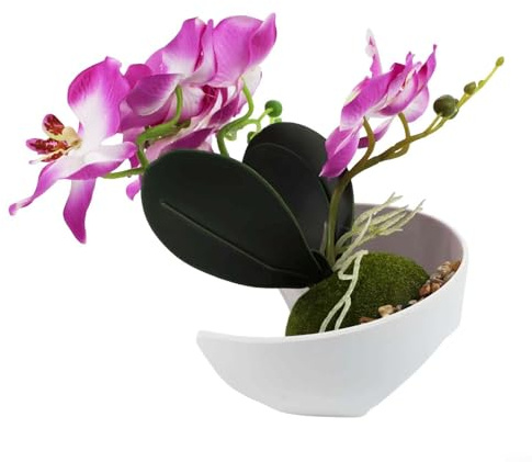 Gettimore Orchidea Phalaenopsis artificiale in vaso, altezza 27 cm, decorazione per la casa, matrimonio, colore: rosso