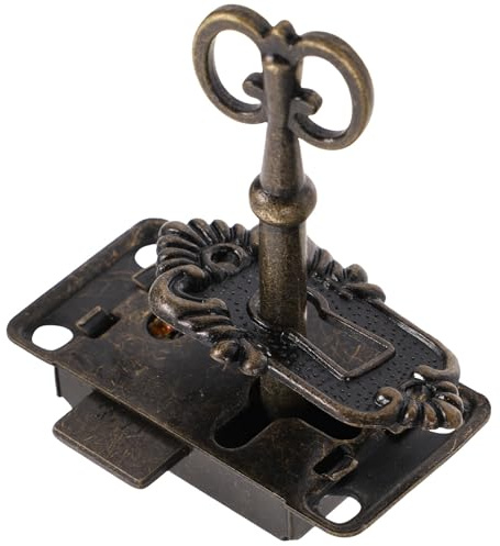 OHPHCALL Set Serrature Antiche per Mobili con Chiave, Serratura per Cassetto Vintage 53x26mm, Ferramenta per Armadietti e Scrivanie, Protezione per Mobili D’epoca e Arredamento Retrò