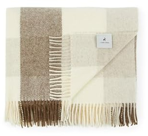 Generico LANE ROSSI PLAID Adamello Check 220x250 cm – 100% Lana Vergine – Morbido e Caldo – Made in Italy (Crema, 220x250cm)