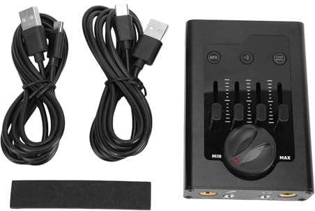 HUIOP Kompakt Ljudkort för Liveinspelning, Mixer med 4 Ljudeffekter, Realtidsövervakning med Noll Latens, OTG-telefonanslutning, Aluminiumhölje för Professionell Livestreaminginsp (Svart)