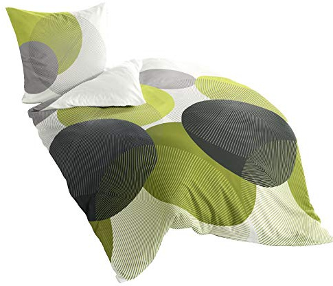 Bierbaum Bettwäsche 6155, Mako-Satin, Designed in Germany, kiwi 06, 155x220 + 80x80 cm, Komfortgröße