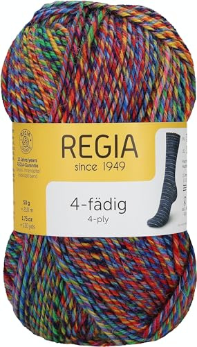 REGIA 4-fädig Color 9801281-04068 flowerfield Handstrickgarn, Sockengarn, 50g Knäuel