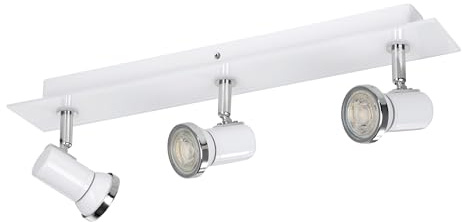 EGLO LED Deckenlampe Tamara 1, 3 flammige Deckenleuchte Bad | Badezimmer Lampe aus Metall in Chrom, Glas in Weiß, Deckenstrahler, Spots inkl. GU10 Leuchtmittel, warmweiß, IP44