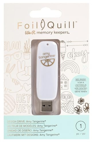 We R Memory Keepers 660689 Foil Quill Art Design Drive, Amy Tangerine, USB-Stick mit 200 Thematischen Texten und Bildern, für Kartengestaltung und mehr, weiß, Einheitsgröße