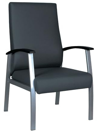 Alera Alera metaLounge Series High-Back Guest Chair, 24.6 x 26.96 x 42.91, Black Seat, Black Back, Silver Base