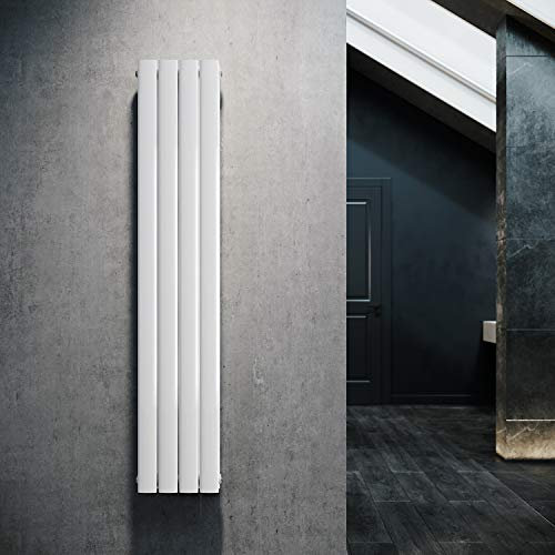 ELEGANT Design Heizkörper Flach 1600x308 mm Weiß Doppellagig Vertikal Heizkörper Paneelheizkörper Mittelanschluss Flachheizkörper