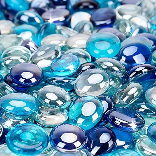 Stanbroil - Gotas de vidrio para fuego, 10 libras, 1/2 mezcla de cobalto azul, hielo de cristal, azul caribeño brillante para hogueras y chimeneas de gas interiores y exteriores