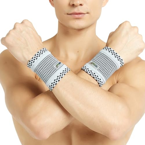 NEOtech Care Handgelenkbandage - Bambusfaser-Strickgewebe - leicht, elastisch & atmungsaktiv - für Männer & Frauen - Sport, Training, Fitnessstudio (Grau, 1 Paar, Größe M)