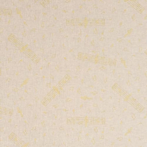 SCHÖNER LEBEN. Dekostoff Halbpanama Leinenlook Noten Natur Gold 1,40m Breite