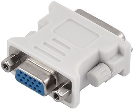DVI-I 24 5 Pin Male to VGA 15 Pin Female Converter Adapter White