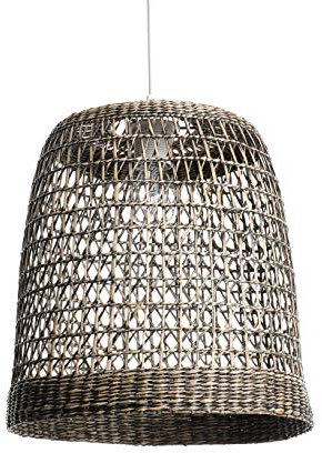 LUSSIOL Suspension luminaire Bogota, lustre au look bohème, naturel, hygge - lampe suspendue en rotin tressé naturel, câble blanc, douille E27, Ø 30 cm - possibilité ampoule LED -