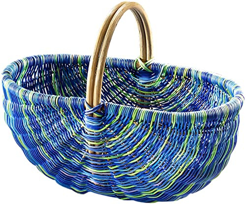 Kobolo Einkaufskorb geflockten Korb Rattankorb 50x35x23 cm Mehrfarbig