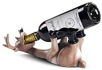 MYBA Weinregal Weinflaschenhalter European Resin Drunk Deer Weinregal Wohnzimmer Büro Weinflaschenregal Hauptlieferungsdekoration Flaschenregal (Color : B)