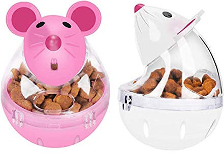 Fantasyon 2 Pcs Cat Treat Toy Puzzle Feeder, Cat Treat Dispenser Treat Ball Slow Feeder Ball for Interactive IQ Treat Training Toy