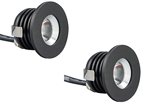 Popp® Mini Foco Spot Empotrable LED SIGN COB Corte ø35MM110Lm 1W 4000k CRI90 IP20 Aluminio Negro (Pack 2 unidad, 3000K)