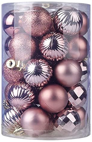 4 cm Palline di Natale, 34 pezzi per albero di Natale, decorazioni per albero di Natale, palle per albero di Natale, luccicante, per decorare l'albero di Natale (oro rosa)