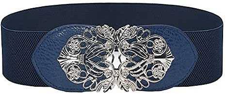 Jungerhouse Damen Vintage Breiter Taillengürtel Verstellbarer Metallgürtel Stretchgürtel Retro Hüftgürtel Stretch Gürtel Elastische Kleidgürtel Dekorative Gürtel