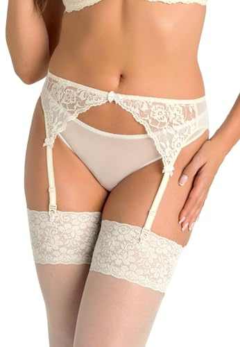 Teyli Strapsbälte i klassiskt snitt – strumpebandshållare dam – garter suspenderbälte – strumpeband för kvinnor av spets – ser bra ut med trädgårdsbältesstrumpor