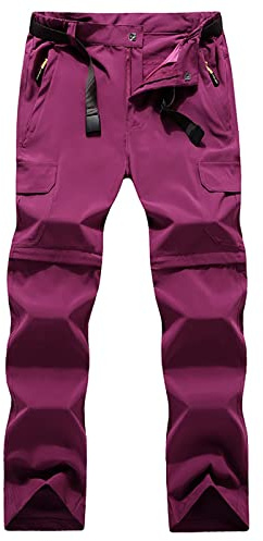 G&F Pantalones Senderismo Mujer Convertible Pantalones Cortos Montaña Trekking Trabajo Transpirable Secado Rápido (Color : Rose Red, Size : M)