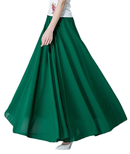 Damen Sommer Chiffon Röcke Hohe Taille Tanzrock Rosa Schwarz Rot Blau Weiß Lange Röcke Übergröße