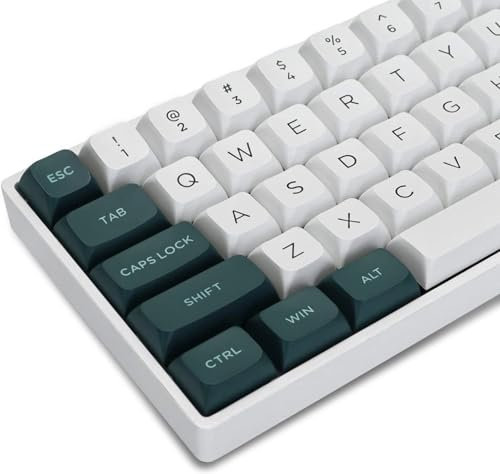 dagaladoo PBT Keycaps,White/Green keycaps 60% 65% 100%, Japanese Style Custom Keycap, ISA Profile Keyboard Key caps for 60% 65% 75% 100% TKL US Layout Mechanical Keyboard(189keys)