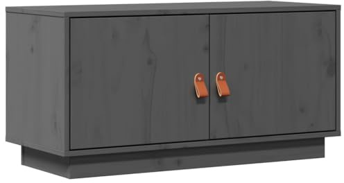 vidaXL Mueble de TV Aparador Auxiliar Armario Salón Juego Consola Soporte Estante Almacenamiento Videoconsola de Madera Maciza de Pino Gris