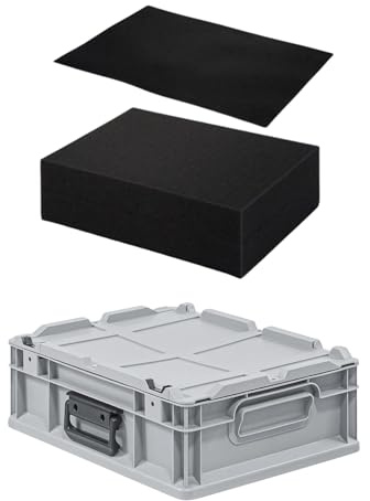 PROREGAL Eurobox NextGen Portable mit Rasterschaumstoff & Schaumstoffeinlage | HxBxT 13,5x30x40cm | 11 Liter | Eurobehälter, Transportbox, Transportbehälter, Stapelbehälter