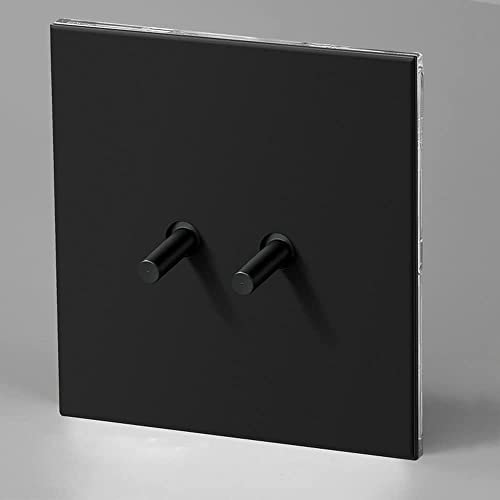 Placa de pulsador de pared con acabado, interruptor de palanca Interruptor momentáneo Interruptor de palanca retro Negro Retro 1-4 Gang 2 vías Luz de pared Panel de acero inoxidable 10A Interruptor de