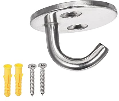 YOKIVE 1Set/4Pcs Ceiling Hanging Hook, 304 Stainless Steel Hook with Round Plate Hanging Plant, Great for Office, Home, Kitchen (Silver, 1.3x0.9-Inch)