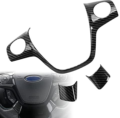 NOZADO Set di 3 pezzi/confezione Accessori per Auto, Coprivolante, Adesivi Decorativi, Adatti per Ford Focus 3 MK3 2012-2014, Kuga 2013-2015, Rivestimento Interno per Volante, Adesivi per Modelli