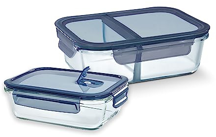 Barazzoni Spa, Set 2 Pezzi Contenitori, Ml 930, 640, Vetro Borosilicato