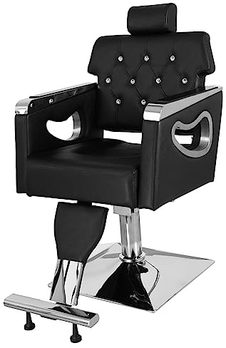 Winado Heavy Duty Reclining Barber Chair, Styling Salon Chair with Headrest and Footrest, 360° Swivel, Height Adjustable, Fit Hair Stylist Women Men, Black