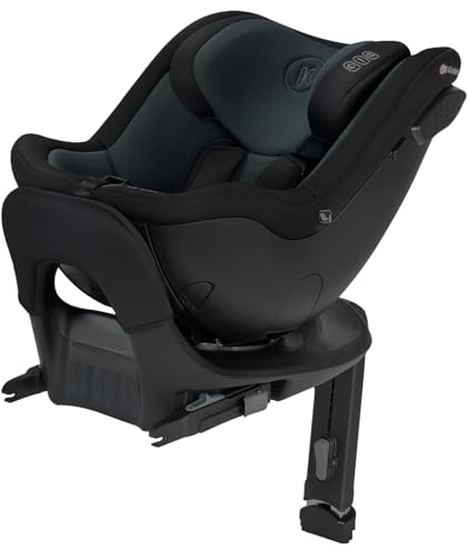Kinderkraft I-GUARD PRO i-size 61-105 cm Kindersitz mit Isofix base und Stützfuß, bis zu ca. 4 Jahren, Sicherheitssystemen, 360 grad drehbar, Reclining, Kopfstütze mit einer Hand einstellen, Schwarz