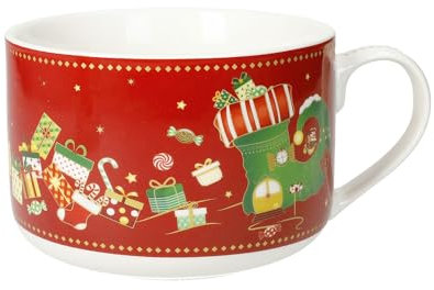BRANDANI Tazza Colazione Elfomagia 13cm Rosso Porcellana Tavola di Natale