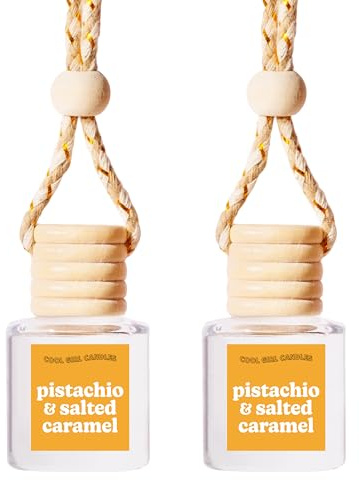 COOLGIRLCANDLES Pistachio Salted Caramel Hanging Car Air Freshener and Essential Oil Diffuser - Automobile Aromatherapy Diffuser Bottle