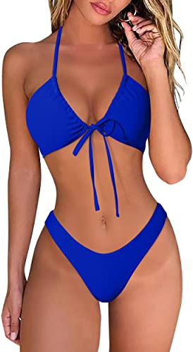 DOULAFASS Damen Bikini Set Sexy Bikini Brazilian Style Niedriger Taille String Triangel 2tlg Bikini