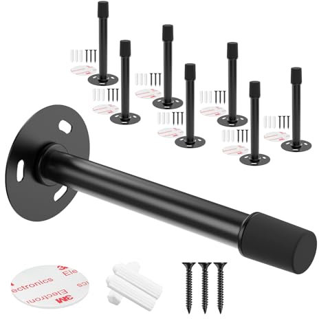 Mousike Lot de 8 butées de porte, butées de porte insonorisantes avec pare-chocs en caoutchouc, protection murale des boutons de porte (noir)