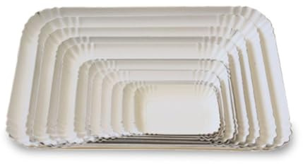 Vassoio in Cartone BIANCO Pasticceria Confezione da 10 kg VARI FORMATI roma milano Vassoi Monouso per Dolci Pasticcini Torte pasta all'uovo (Roma 4 Milano 5 20,3x28,8cm - 132pz circa)