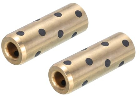 sourcing map Cuscinetti a manicotto da 6 mm, foro da 12 mm, diametro esterno da 35 mm, boccole senza olio avvolte in grafite in ottone, confezione da 2