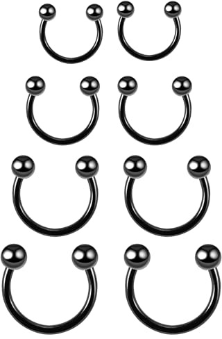 Medinah Nasenpiercing Hufeisen Septum Piercing Lippenpiercing Nase Lippe Ohrring Piercing Chirurgenstahl Set - 8 Stück (Durchmesser 6-12mm, Stabstärke 1,2mm)