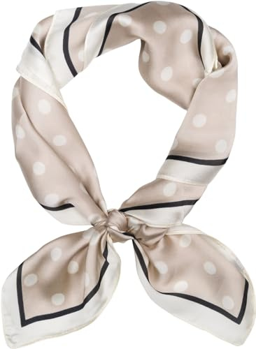 styleBREAKER Damen Halstuch mit Punkte Muster, Tuch Quadratisch Gepunktet, Vierecktuch Polka Dots, Kopftuch 01016234, Farbe:Taupe-Beige