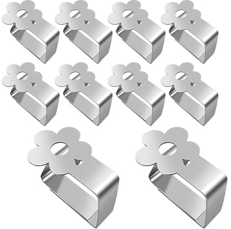 VOSSOT Pinzas para manteles, 10 Pinzas para Mantel de Acero Inoxidable, Pinzas para mesas Gruesas, Clips de Mantel de Acero Inoxidable Pinza para Mantel Mesa para 0-4.5cm, Pinzas Mantel Exterior