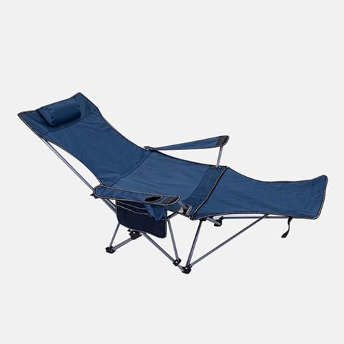 Walkervo Campingstuhl Faltbar Leicht Mit Fußablage 2er Set Strandstuhl Liegestuhl Für Erwachsene Verstellbarer Klappbarer Angelstuhl Mit Kopfstütze Getränkehalter & Seitentasche Belastbar 120 Kg,Blue