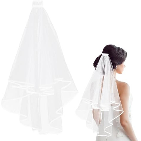 Hochzeit Brautschleier, Schleier Kurz Elegent Braut Bridal Tüll mit Kamm Tüll Hochzeitsschleier Hochzeit Kurzer Schleier mit Kamm 60–80 cm, für Junggesellinnenabschied Traumhochzeit Hochzeit Zubehör