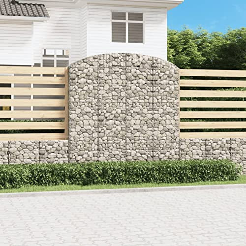 Chaduof Gabione mit Hochbogen, Gabionenkörbe, Gabionen Hochbeet, Steinkorb, Gabionengitter, Drahtkorb Für Pflanzen, Kräuterspirale Für Garten, 200x50x200/220 cm Verzinktes Eisen